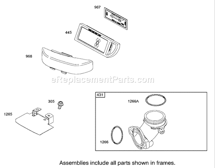 Air Cleaner Assembly Engine Briggs and Stratton Model 286H77-0121-E1 Diagram and Parts List for 71226 220010001-220999999 - 2002 Toro Lawn Tractor