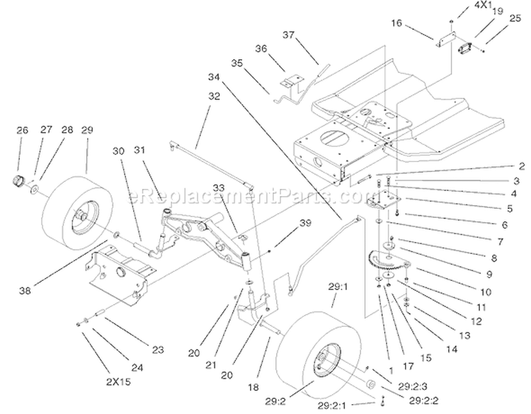 Steering Assembly Diagram and Parts List for 71228 220000001-220010000 - 2002 Toro Lawn Tractor
