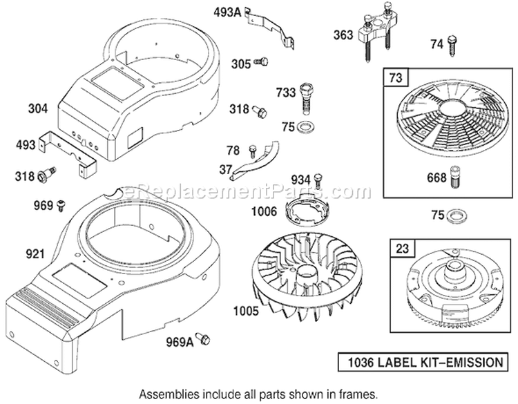 Blower Housing Assembly Engine Briggs And Stratton Model 312777-0128-E1 Diagram and Parts List for 71228 220000001-220010000 - 2002 Toro Lawn Tractor
