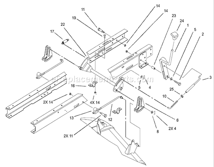 Height of Cut Assembly Diagram and Parts List for 71228 220010001-220999999 - 2002 Toro Lawn Tractor