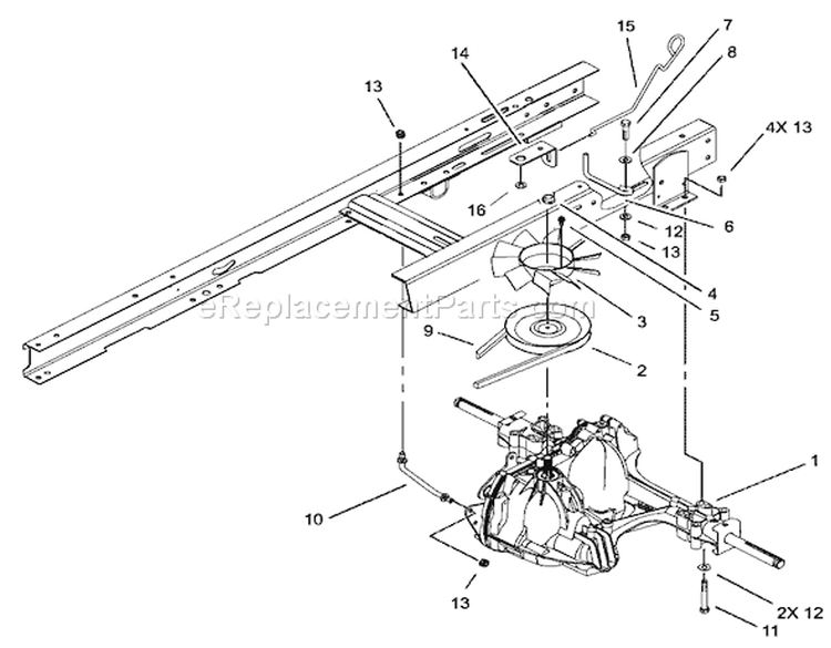 Hydro Transaxle Assembly Diagram and Parts List for 71228 220010001-220999999 - 2002 Toro Lawn Tractor