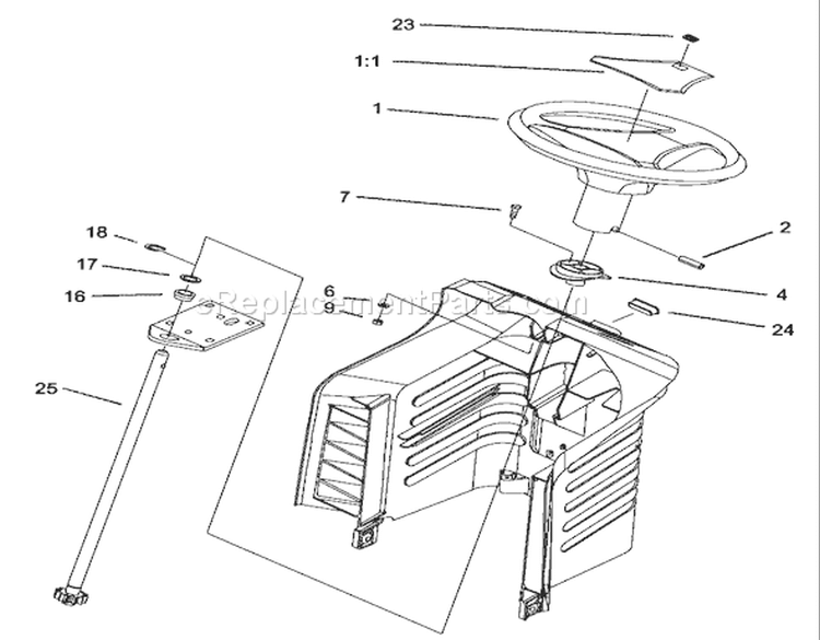 Steering Assembly Diagram and Parts List for 71228 220010001-220999999 - 2002 Toro Lawn Tractor