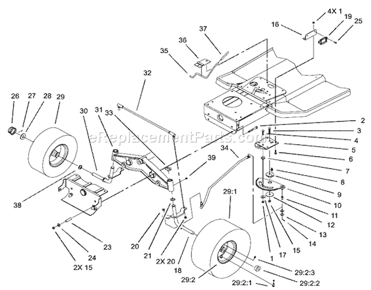 Steering Component Assembly Diagram and Parts List for 71228 220010001-220999999 - 2002 Toro Lawn Tractor