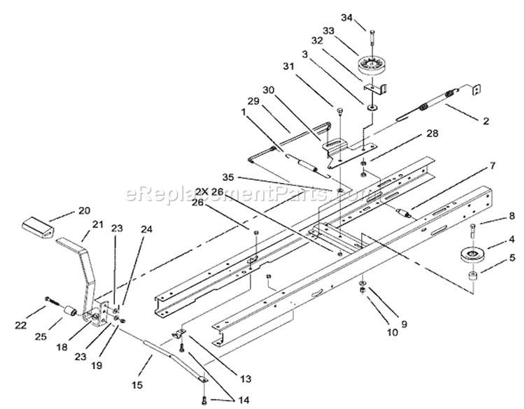 Traction and Brake Assembly Diagram and Parts List for 71228 220010001-220999999 - 2002 Toro Lawn Tractor