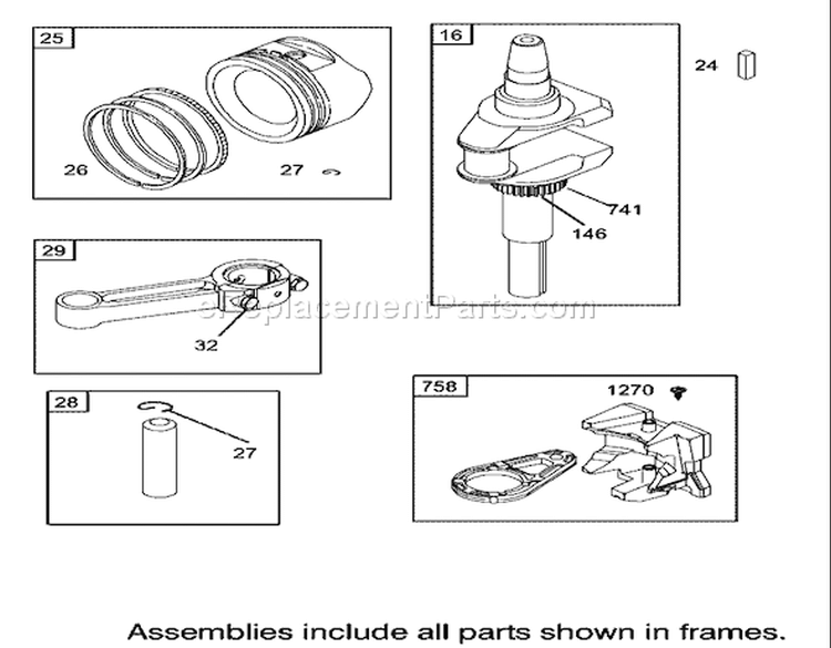 Crankshaft Assembly Engine Briggs and Stratton Model 31F777-0123-E1 Diagram and Parts List for 71228 220010001-220999999 - 2002 Toro Lawn Tractor