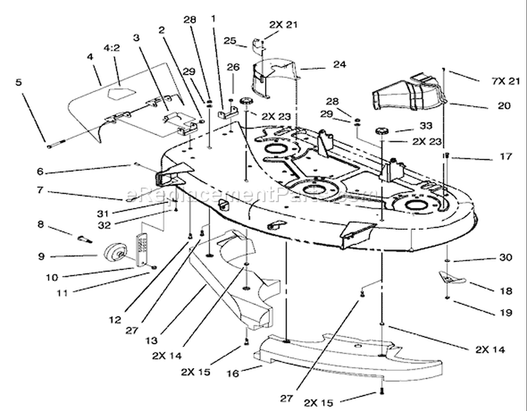 Chute and Recycler Assembly Diagram and Parts List for 71228 230000001-230999999 - 2003 Toro Lawn Tractor