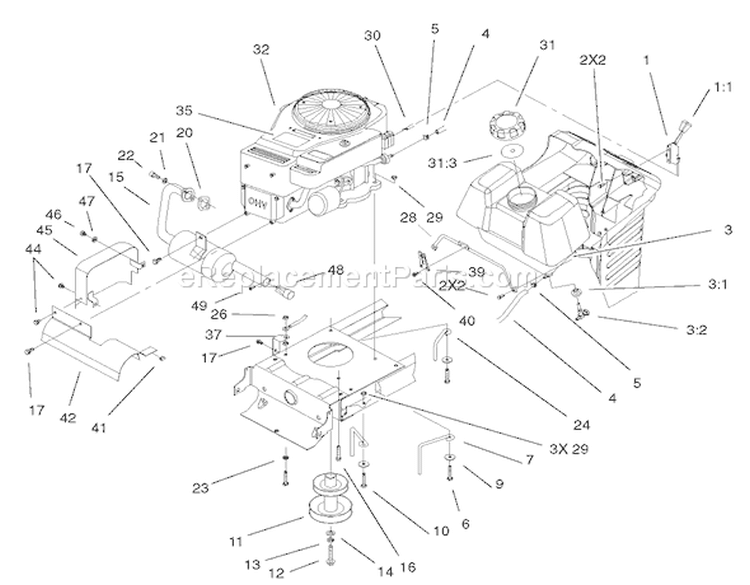 Page K Diagram and Parts List for 71233 220000001-220999999 - 2002 Toro Lawn Tractor
