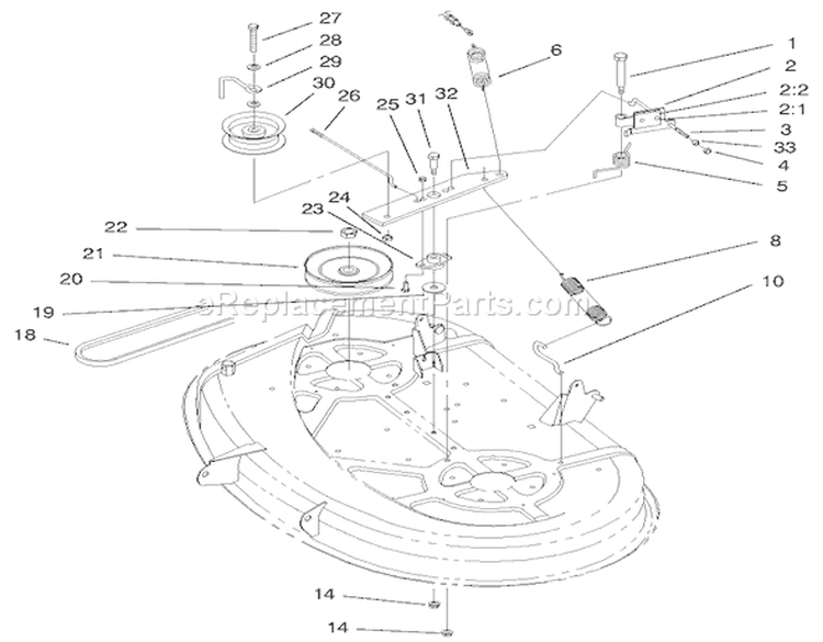 38" Deck Blade Drive & Braking Components Diagram and Parts List for 71225 200000001-200999999 - 2000 Toro Lawn Tractor