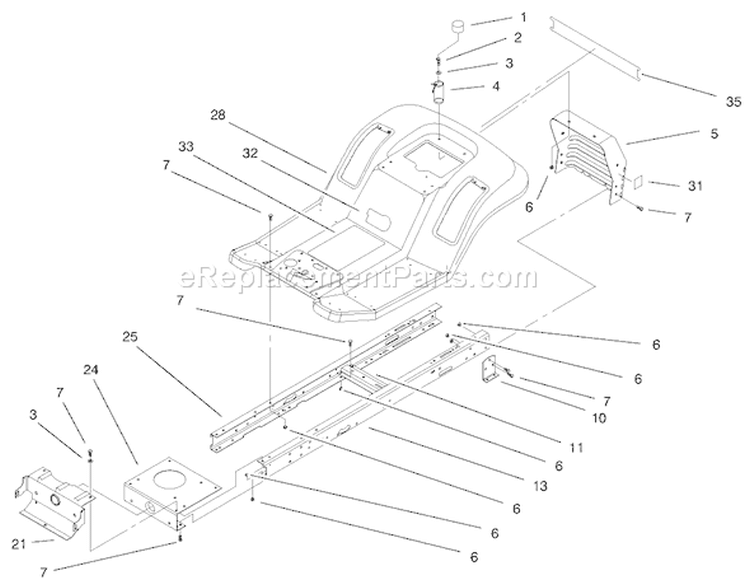 Frame & Body Assembly Diagram and Parts List for 71225 200000001-200999999 - 2000 Toro Lawn Tractor