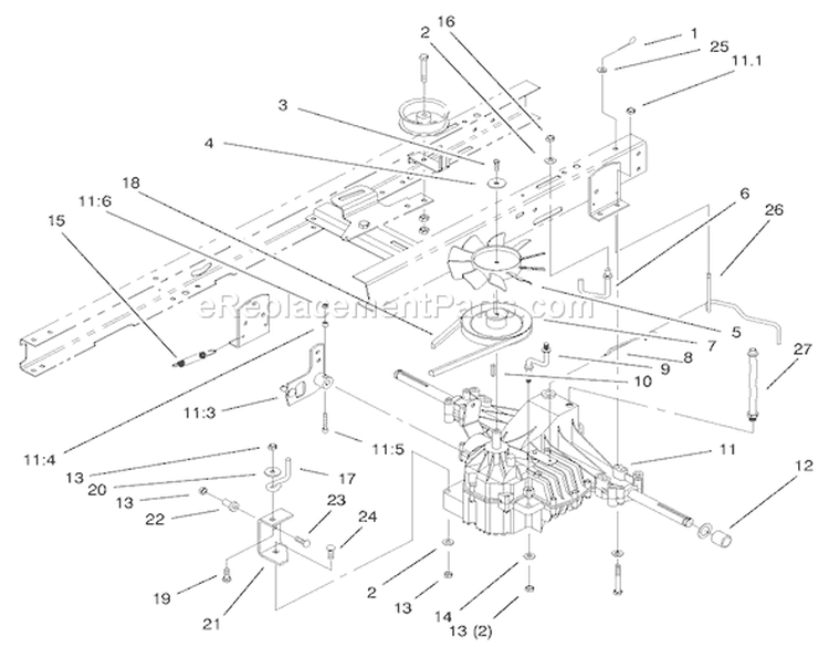 Hydro Transaxle Assembly Diagram and Parts List for 71225 200000001-200999999 - 2000 Toro Lawn Tractor