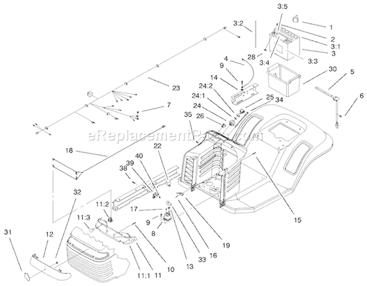 Electrical Components Assembly Diagram and Parts List for 71225 200000001-200999999 - 2000 Toro Lawn Tractor