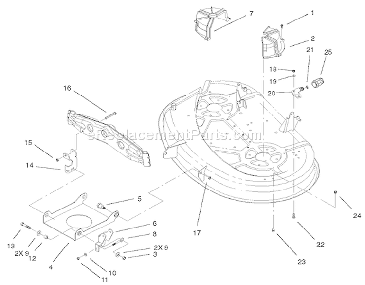 Deck Engagement Assembly Diagram and Parts List for 71227 220010001-220999999 - 2002 Toro Lawn Tractor