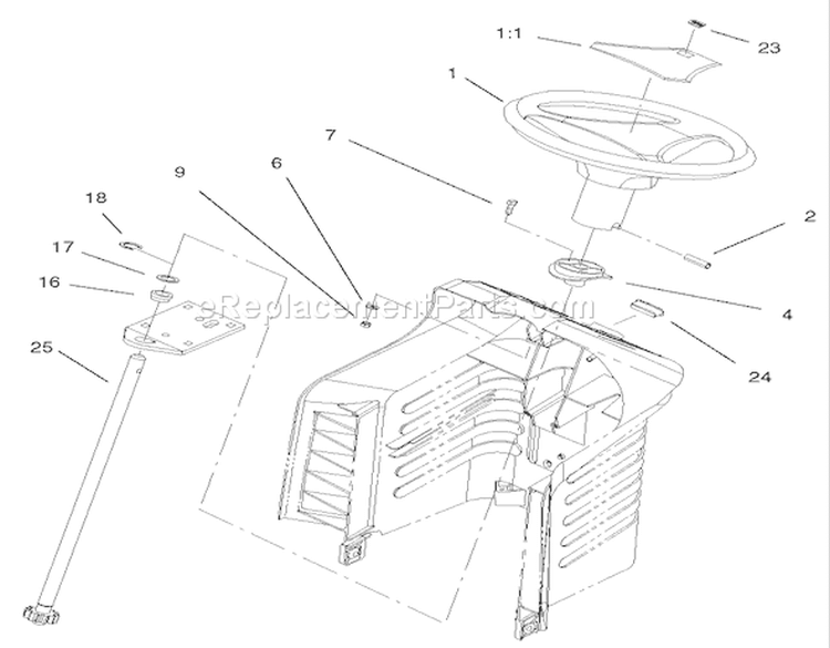 Fixed Steering Assembly Diagram and Parts List for 71227 220010001-220999999 - 2002 Toro Lawn Tractor