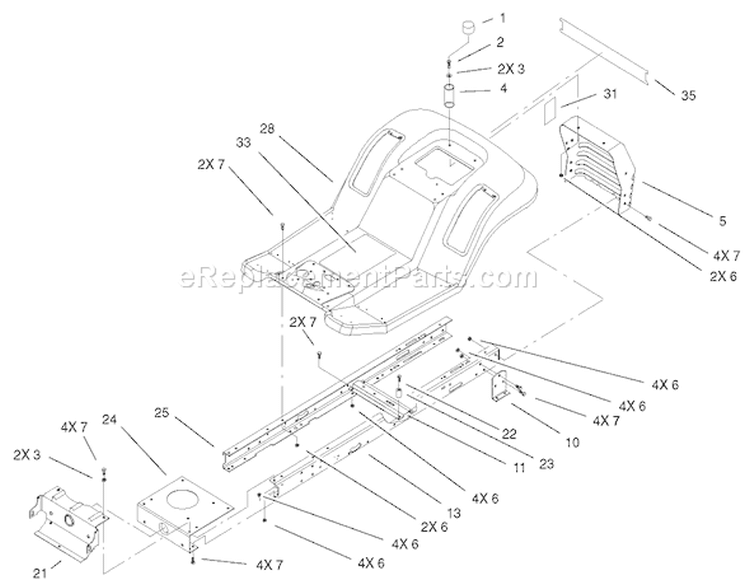 Frame and Body Assembly Diagram and Parts List for 71227 220010001-220999999 - 2002 Toro Lawn Tractor