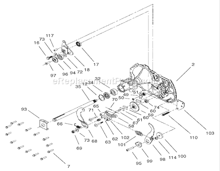 Housing and Bearing Assembly Diagram and Parts List for 71227 220010001-220999999 - 2002 Toro Lawn Tractor