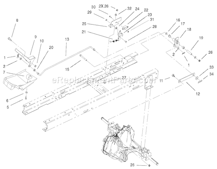 Hydro Transaxle Controls Assembly Diagram and Parts List for 71227 220010001-220999999 - 2002 Toro Lawn Tractor