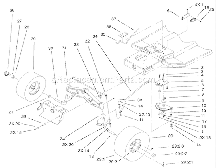 Steering Assembly Diagram and Parts List for 71227 220010001-220999999 - 2002 Toro Lawn Tractor