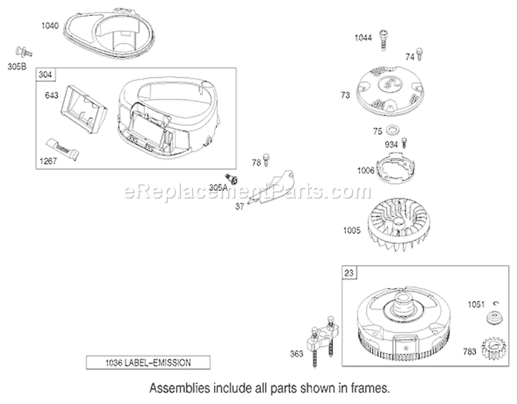 Blower Housing Assembly Briggs and Stratton Model 286H77-0121-E1 Diagram and Parts List for 71227 220010001-220999999 - 2002 Toro Lawn Tractor