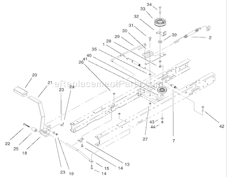 Traction Clutching Assembly Diagram and Parts List for 71227 220010001-220999999 - 2002 Toro Lawn Tractor