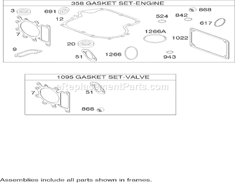 Gasket Assembly Briggs and Stratton Model 286h77-0121-e1 Diagram and Parts List for 71227 240000001-240999999 - 2004 Toro Lawn Tractor