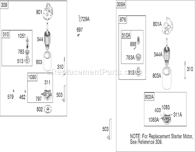 Starter Assembly Briggs and Stratton Model 286h77-0121-e1 Diagram and Parts List for 71227 240000001-240999999 - 2004 Toro Lawn Tractor