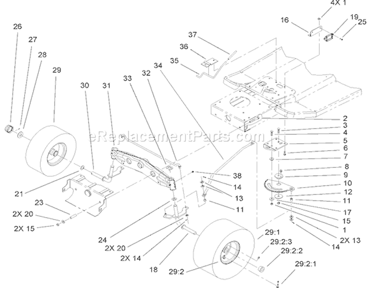 Steering Component Assembly Diagram and Parts List for 71209 250000001-250005000 - 2005 Toro Lawn Tractor