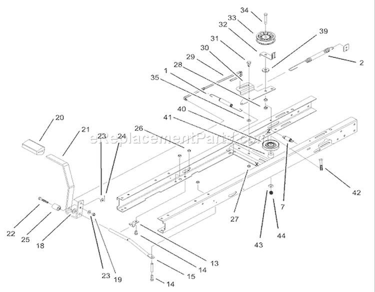 Traction Clutching Assembly Diagram and Parts List for 71227 240000001-240999999 - 2004 Toro Lawn Tractor