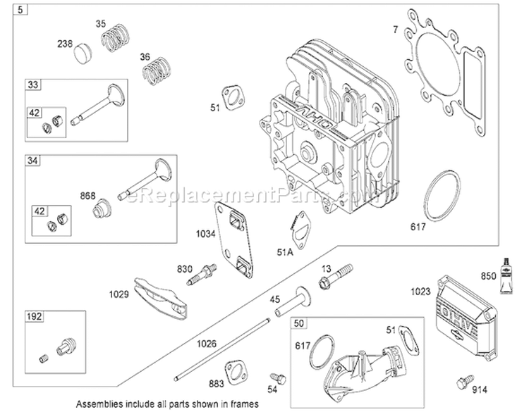 Cylinder Head Assembly Briggs and Stratton Model 31E777-0130-E1 Diagram and Parts List for 71252 290000001-290999999 - 2009 Toro Lawn Tractor