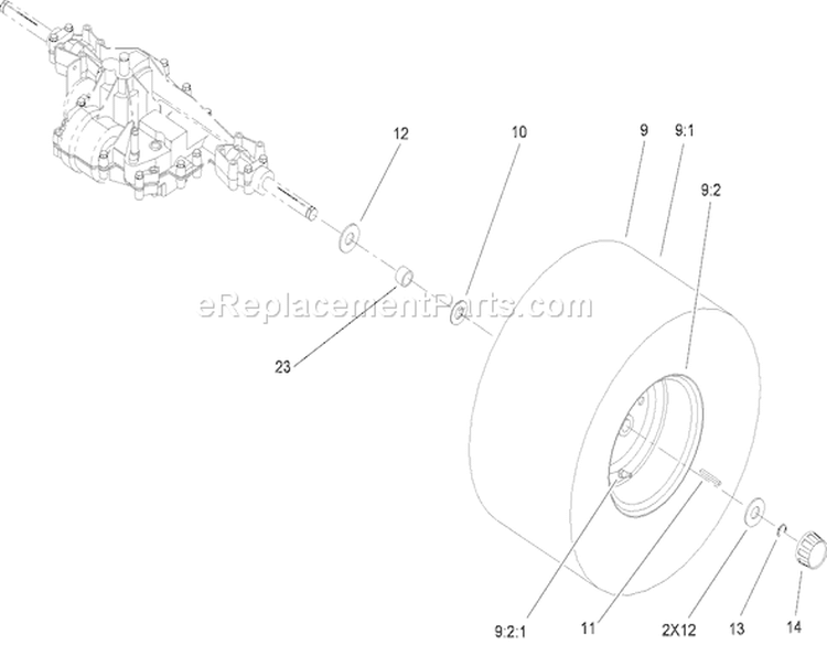 Rear Wheel and Tire Assembly Diagram and Parts List for 71252 290000001-290999999 - 2009 Toro Lawn Tractor