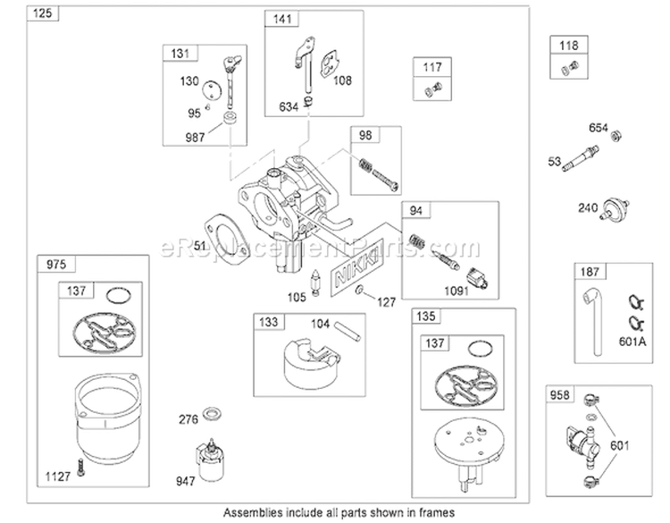 Carburetor Assembly (Nikki) Briggs and Stratton Model 31E777-0130-E1 Diagram and Parts List for 71252 290000001-290999999 - 2009 Toro Lawn Tractor