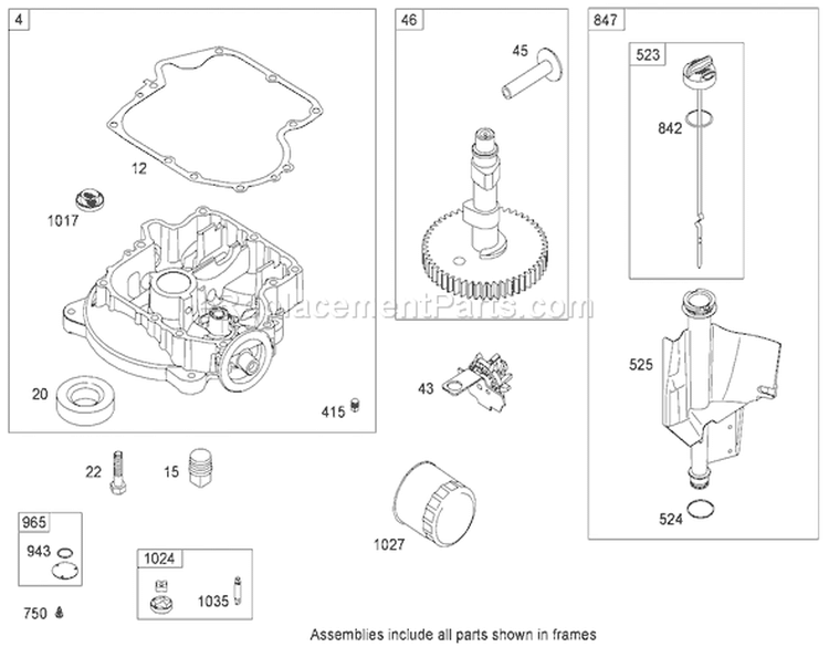 Crankcase Assembly Briggs and Stratton Model 31E777-0130-E1 Diagram and Parts List for 71252 290000001-290999999 - 2009 Toro Lawn Tractor