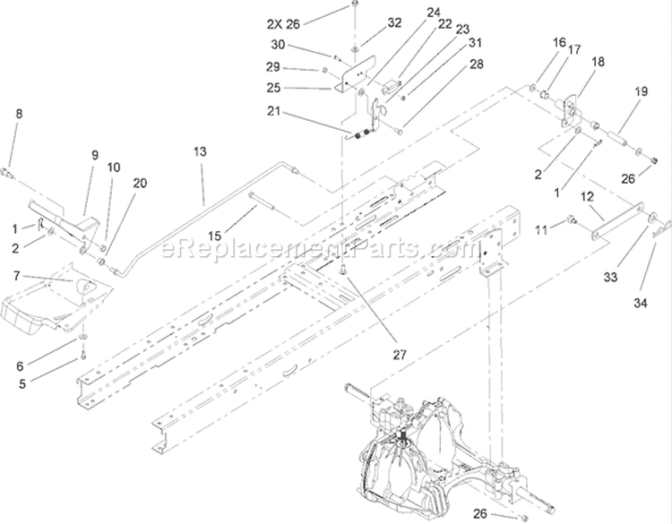 Hydro Transaxle Control Assembly Diagram and Parts List for 71252 290000001-290999999 - 2009 Toro Lawn Tractor