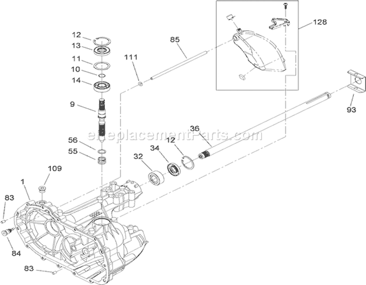 Main Housing and Bearing Assembly Transaxle No. 104-1760 Diagram and Parts List for 71252 310000001-310002000 - 2010 Toro Lawn Tractor