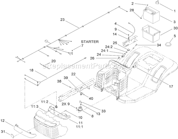 Electrical Assembly Diagram and Parts List for 71252 310000001-310002000 - 2010 Toro Lawn Tractor
