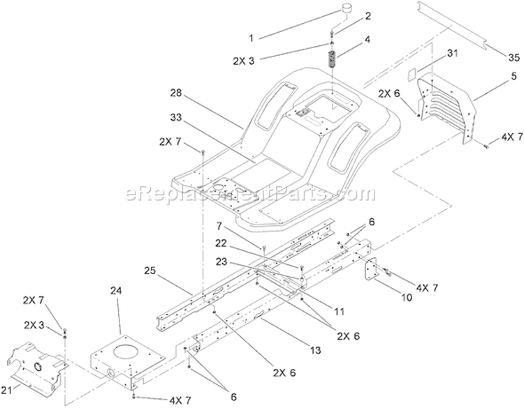 Frame and Body Assembly Diagram and Parts List for 71252 310000001-310002000 - 2010 Toro Lawn Tractor