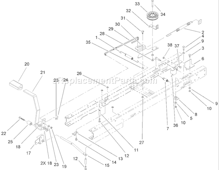 Traction Clutch Assembly Diagram and Parts List for 71209 250005001-250999999 - 2005 Toro Lawn Tractor