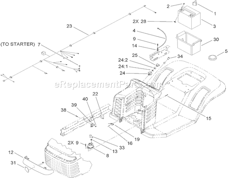 Electrical Assembly Diagram and Parts List for 71257 310000001-310999999 - 2010 Toro Lawn Tractor