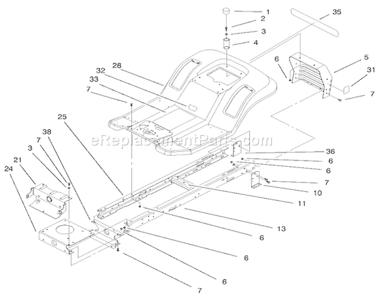Frame & Body Assembly Diagram and Parts List for 71280 200000001-200999999 - 2000 Toro Lawn Tractor