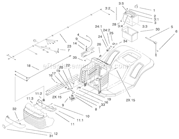 Electrical Components Assembly Diagram and Parts List for 71197 9900001-9999999 - 1999 Toro Lawn Tractor