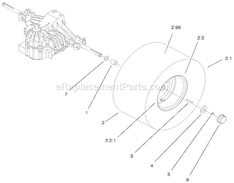 Wheel & Tire Assembly Diagram and Parts List for 71197 9900001-9999999 - 1999 Toro Lawn Tractor