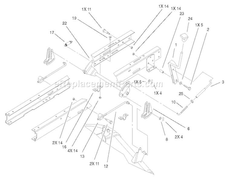 Height Of Cut Assembly Diagram and Parts List for 71282 210000001-210999999 - 2001 Toro Lawn Tractor
