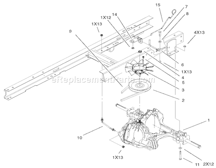 Hydro Transaxle Assembly Diagram and Parts List for 71282 210000001-210999999 - 2001 Toro Lawn Tractor