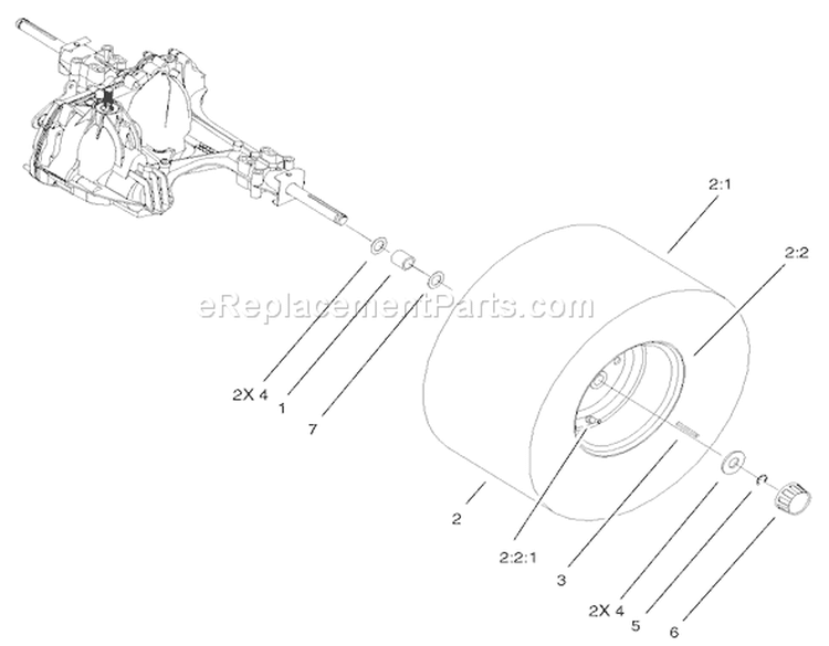 Wheel & Tire Assembly Diagram and Parts List for 71282 210000001-210999999 - 2001 Toro Lawn Tractor