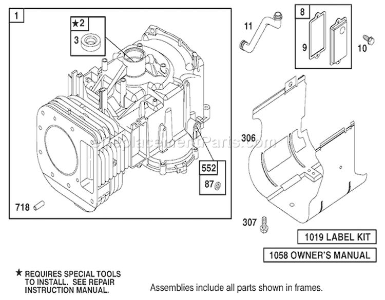 Engine Briggs & Stratton Model 312777-0128-E1 Diagram and Parts List for 71282 210000001-210999999 - 2001 Toro Lawn Tractor