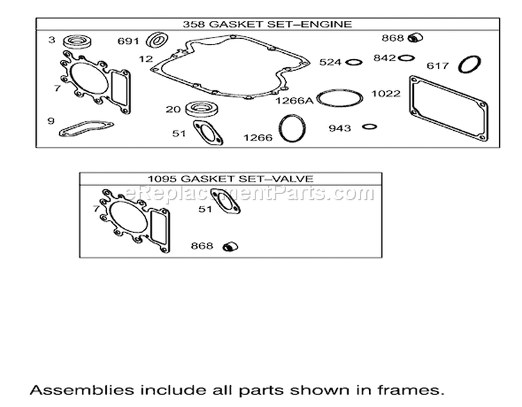 Gasket Assembly Engine Briggs and Stratton Model 31F777-0123-E1 Diagram and Parts List for 71283 220010001-220999999 - 2002 Toro Lawn Tractor