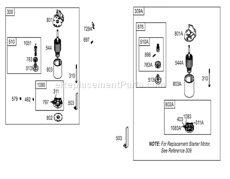 Starter Assembly Engine Briggs and Stratton Model 31F777-0123-E1 Diagram and Parts List for 71283 220010001-220999999 - 2002 Toro Lawn Tractor