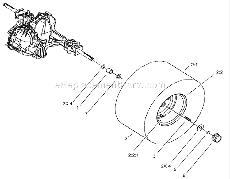 Wheel and Tire Assembly Diagram and Parts List for 71283 220010001-220999999 - 2002 Toro Lawn Tractor