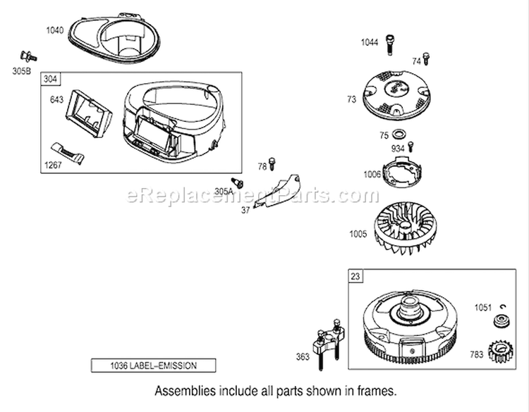Blower Housing Assembly Engine Briggs and Stratton Model 31F777-0123-E1 Diagram and Parts List for 71283 220010001-220999999 - 2002 Toro Lawn Tractor