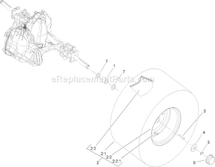 Wheel and Tire Component Assembly Diagram and Parts List for 71283 230000001-230999999 - 2003 Toro Lawn Tractor