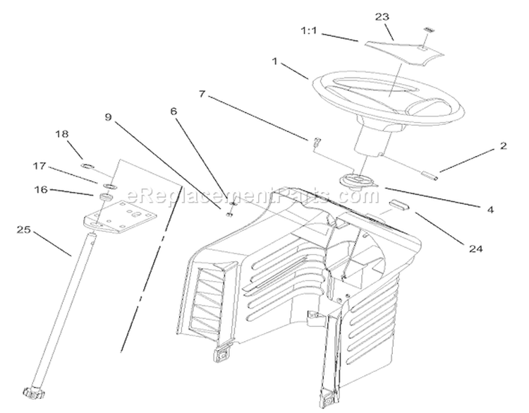 Fixed Steering Assembly Diagram and Parts List for 71283 230000001-230999999 - 2003 Toro Lawn Tractor